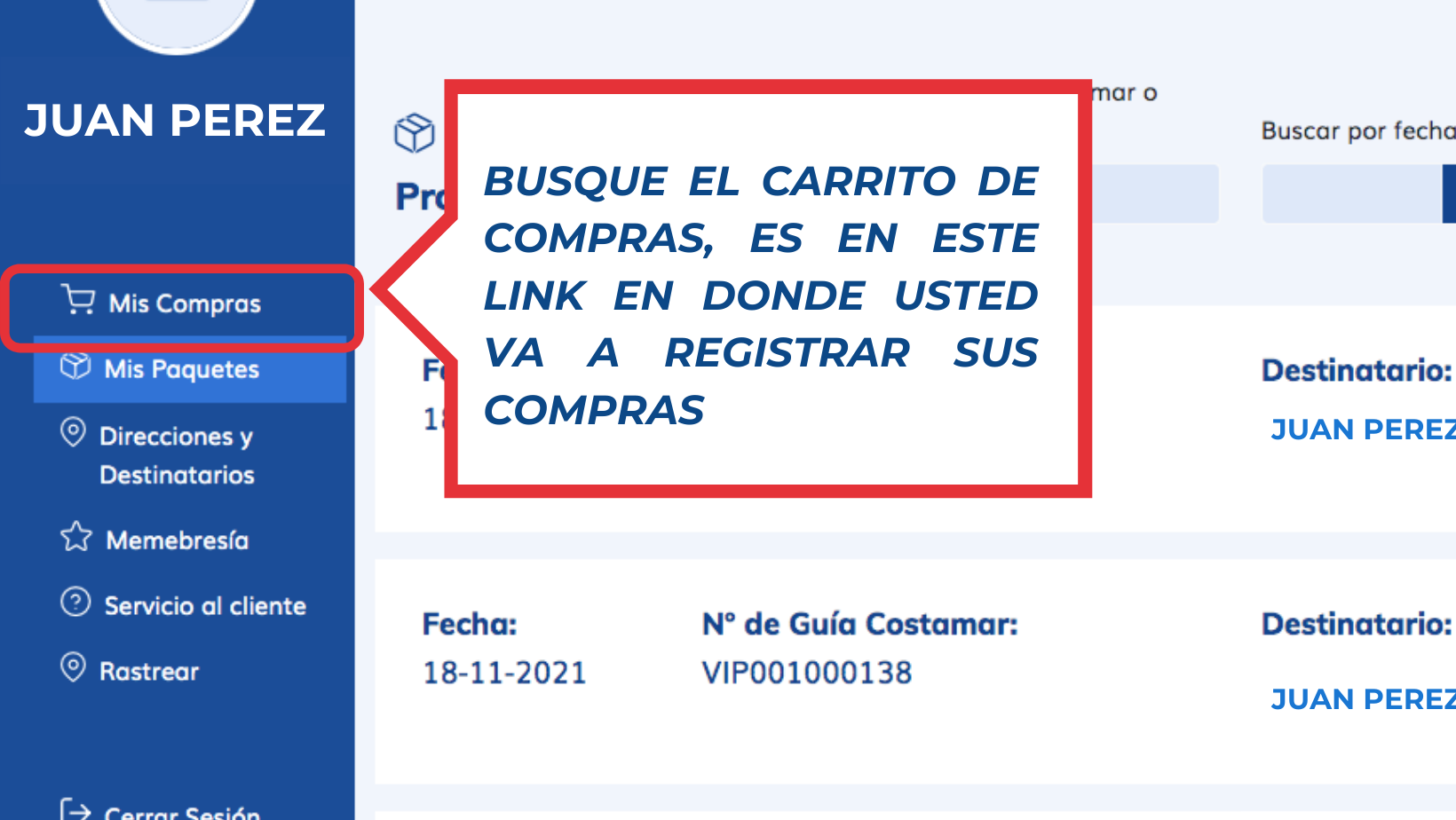 Ejemplo ID de rastreo